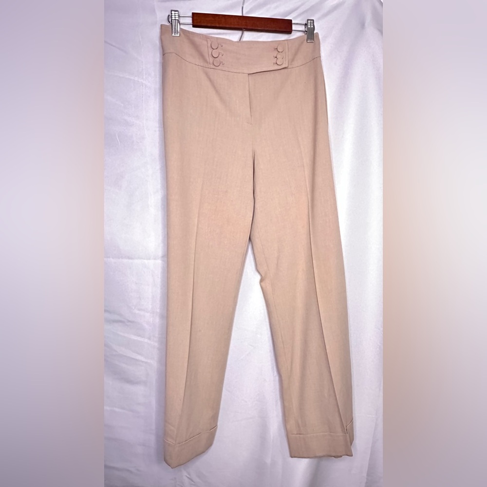 Classic Beige Women's Trousers Buttons Old Money Business Casual Comfy